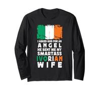 Funny Smartass Ivorian Wife Ivory Coast Flag Spouses Maglia a Manica