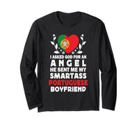 Funny Smartass Portuguese Boyfriend Portugal Flag Maglia a Manica