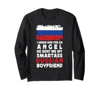 Funny Smartass Russian Boyfriend Russia Flag Maglia a Manica