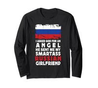 Funny Smartass Russian Girlfriend Russia Flag Maglia a Manica