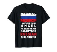 Funny Smartass Russian Girlfriend Russia Flag Maglietta