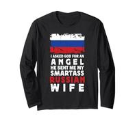 Funny Smartass Russian Wife Russia Flag Spouses Maglia a Manica