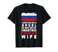 Funny Smartass Russian Wife Russia Flag Spouses Maglietta