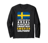 Funny Smartass Swedish Girlfriend Sweden Flag Maglia a Manica