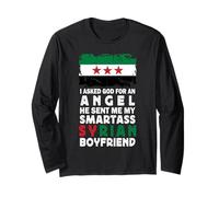 Funny Smartass Syrian Boyfriend Syria Flag Maglia a Manica