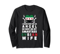 Funny Smartass Syrian Wife Syria Flag Spouses Maglia a Manica
