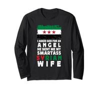 Funny Smartass Syrian Wife Syria Flag Spouses Maglia a Manica