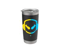 Funny SmilingFace Cute - Cuffie giallo pastello/blu Bicchiere termico in acciaio inox doppia parete