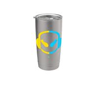 Funny SmilingFace Cute - Cuffie giallo pastello/blu Bicchiere termico in acciaio inox doppia parete