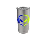 Funny SmilingFace DJ Malva - Carino due colori blu/giallo Bicchiere termico in acciaio inox doppia parete