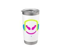 Funny SmilingFace DJ Malva - Simpatiche cuffie gialle/blu Bicchiere termico in acciaio inox doppia parete