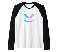 Funny SmilingFace Rosa|Blu Maglia con Maniche Raglan