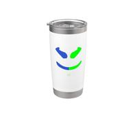 Funny SmilingFace Verde|Blu Bicchiere termico in acciaio inox doppia parete