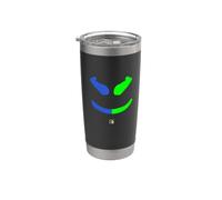 Funny SmilingFace Verde|Blu Bicchiere termico in acciaio inox doppia parete