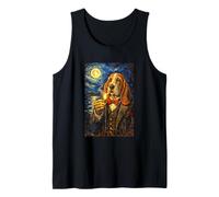 Funny Smoking Basset Hound Artwork Vintage Dog Meme in Suit Canotta
