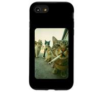 Funny Smoking Cat Meme Cigarette Cat Hilarious Cats Gang Custodia per iPhone SE (2020) / 7/8