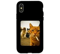 Funny Smoking Cat Meme Cigarette Cat Hilarious Cats Gang Custodia per iPhone X/XS