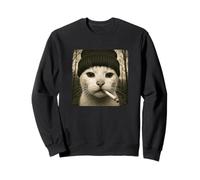 Funny Smoking Cat Meme Cigarette Grunge Beanie Aesthetic Felpa