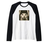 Funny Smoking Cat Meme Cigarette Grunge Beanie Aesthetic Maglia con Maniche Raglan