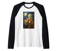 Funny Smoking Dalmatian Artwork Vintage Dog Meme in Suit Maglia con Maniche Raglan