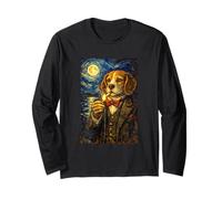 Funny Smoking Elegant Beagle Artwork Vintage Dog in Suit Maglia a Manica