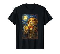 Funny Smoking Elegant Beagle Artwork Vintage Dog in Suit Maglietta