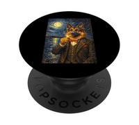 Funny Smoking German Shepherd Artwork Vintage Dog in Suit PopSockets PopGrip Adesivo