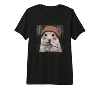 Funny Smoking Hamster Meme Cigarette Grunge Beanie Maglietta Premium
