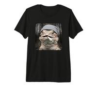 Funny Smoking Lizard Meme Cigarette Grunge Beanie Reptile Maglietta Premium