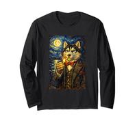 Funny Smoking Siberian Husky Artwork Vintage Dog in Suit Maglia a Manica