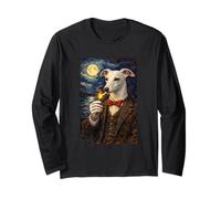 Funny Smoking White Sighthound Artwork Vintage Dog in Suit Maglia a Manica