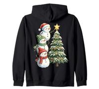 Funny Snowmen Topper Stack Decorating Christmas Tree Cute Felpa con Cappuccio
