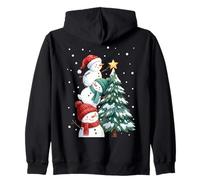 Funny Snowmen Topper Stack Decorating Christmas Tree Cute Felpa con Cappuccio