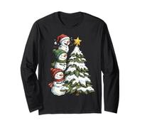 Funny Snowmen Topper Stack Decorating Christmas Tree Cute Maglia a Manica