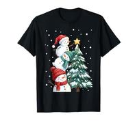 Funny Snowmen Topper Stack Decorating Christmas Tree Cute Maglietta