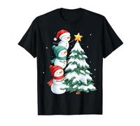 Funny Snowmen Topper Stack Decorating Christmas Tree Cute Maglietta