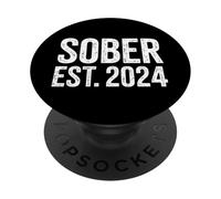 Funny Sober Est 2024 Dire Sobrietà Recupero PopSockets PopGrip Adesivo