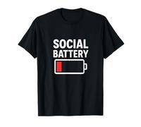 Funny Social Battery Low Power Humor Design Maglietta