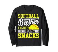 Funny Softball Brother Plays just I'm Here for the Snacks Maglia a Manica