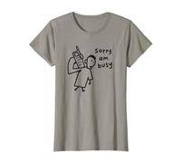 Funny “Sorry I’m Busy” Doodle Retro Hand Drawn Vintage Phone Maglietta
