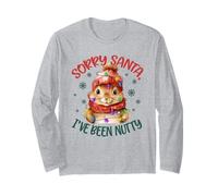 Funny Sorry Santa Squirrel Christmas Holiday I've Been Nutty Maglia a Manica