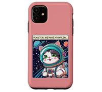 Funny Space Cat Houston We Have a Pawblem Accessories Custodia per iPhone 11