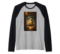 Funny Space, Cat UFO Alien, Abduction Astronaut Design Maglia con Maniche Raglan