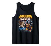 Funny Space Cats Galactic Battle Cat Lover Cartoon Art Canotta
