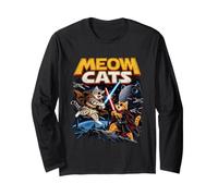 Funny Space Cats Galactic Battle Cat Lover Cartoon Art Maglia a Manica