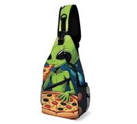 Funny Space Dj Alien Eating Pizza Unisex Borsa A Spalla Piccolo Borsa A Tracolla Antifurto Zaino Monospalla Per Sportivo Treeking Sportiva