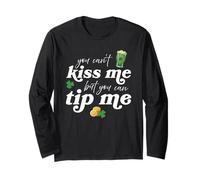 Funny St Patricks Day Bartender Server Waitress Irish Pub Maglia a Manica