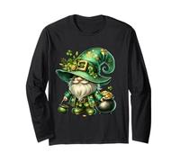 Funny St Patricks Day GNOME for Women Men Kids Leprechaun Maglia a Manica