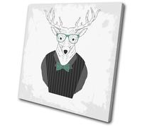 Funny Stag Illustration Animals SINGLE TELA parete arte foto stampa