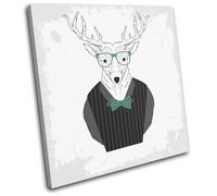Funny Stag Illustration Animals SINGLE TELA parete arte foto stampa